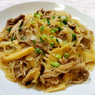 牛肉と筍と春雨の炒め物